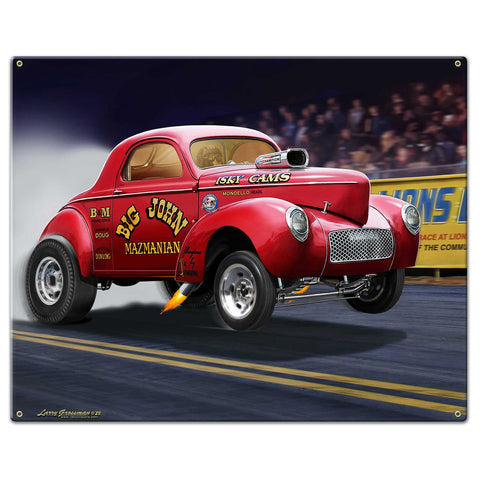 LGC405 - 1941 Mazmanian Willy's Gasser Metal Sign