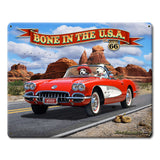 LGC410 - Bone In USA Vette Metal Sign