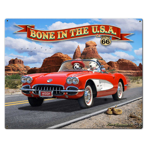 LGC411   Bone In USA Vette Metal Sign
