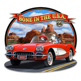 LGC412   Bone In USA Vette Metal Sign