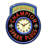 LGC426 - Champion Spark Plug Fake Clock Metal Sign
