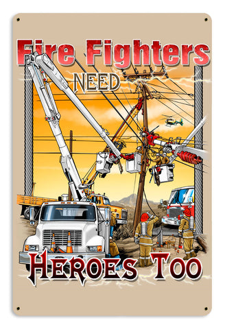 FIRE-FIGHTERS-NEED-HEROES-Vintage-Sign-Metal-Sign