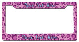 PInk Leopard LIcense Frame Vintage Sign - Personalized Metal Sign