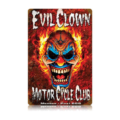 Evil Clown Vintage Sign Metal Sign