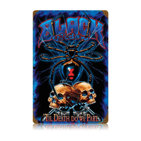 Black Widow Blue Vintage Sign Metal Sign