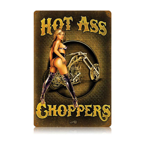 Hot Ass Choppers Vintage Sign Metal Sign