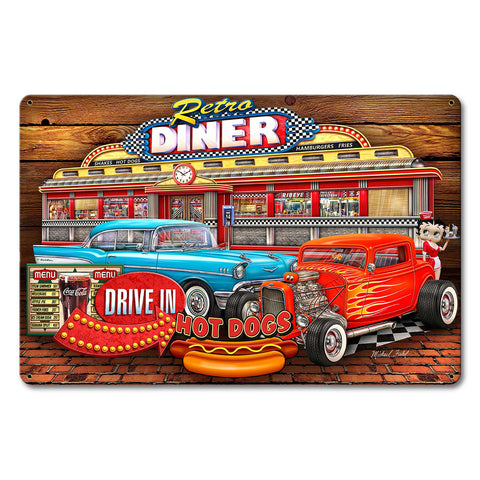Diner Woodgrain 18 X 12 vintage metal sign Metal Sign