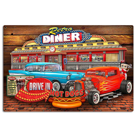 Diner Woodgrain 24 X 16 vintage metal sign Metal Sign