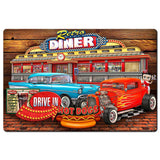 Diner Woodgrain 36 X 24 vintage metal sign Metal Sign