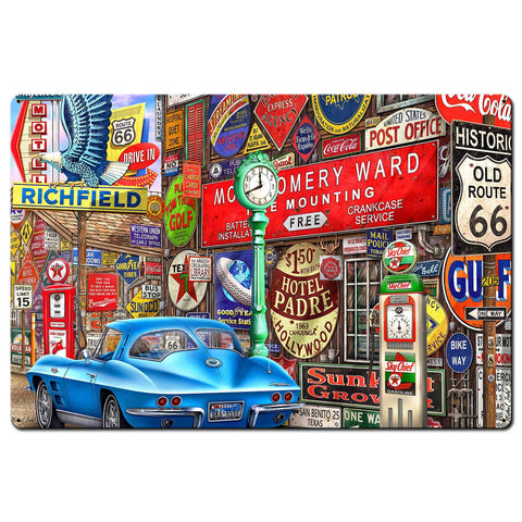 Along Route 66 36 X 24 vintage metal sign Metal Sign