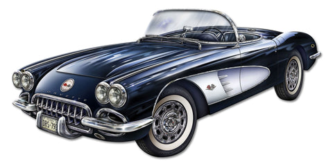 1958 Corvette Cut out 34 X 16 vintage metal sign Metal Sign