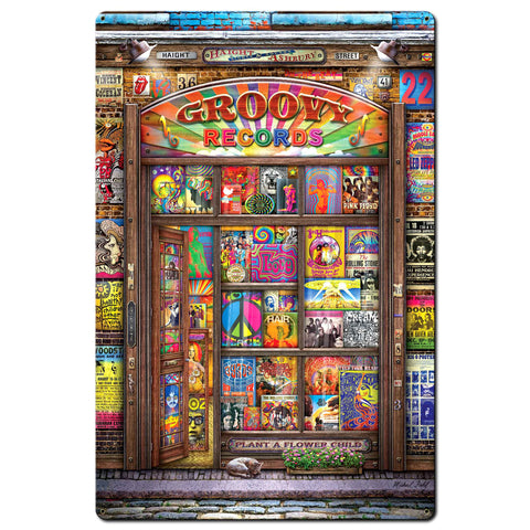 Groovy Records 24 X 36 vintage metal sign Metal Sign