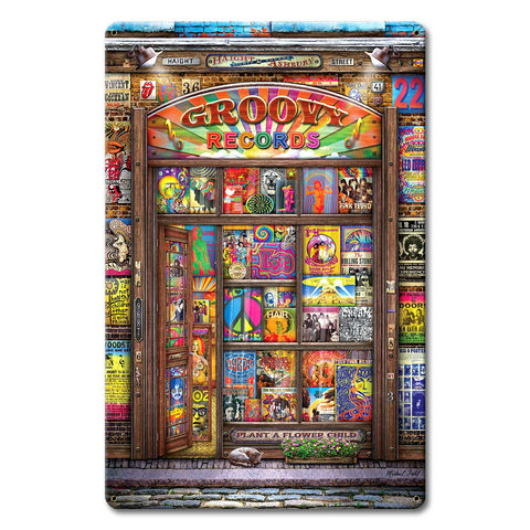 Groovy Records 12 X 18 vintage metal sign Metal Sign