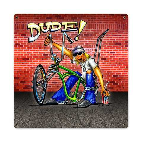 Dude Bike Vintage Sign Metal Sign