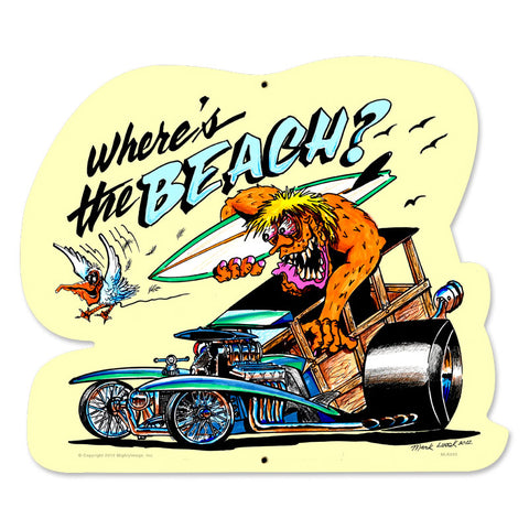 Wheres The Beach Vintage Sign Metal Sign
