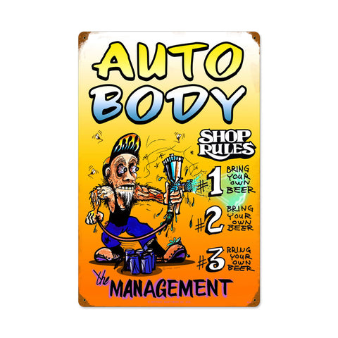 Auto Body Shop Rules Vintage Sign Metal Sign