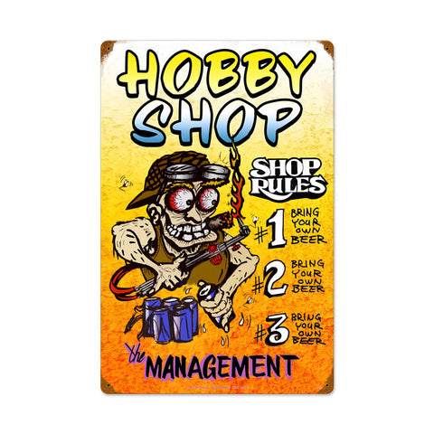 Hobby Shop Rules Vintage Sign Metal Sign