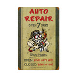 Auto Repair Shop Hours Vintage Sign Metal Sign