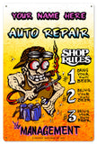 AUTO REPAIR SHOP RULES - Personalized Metal Sign