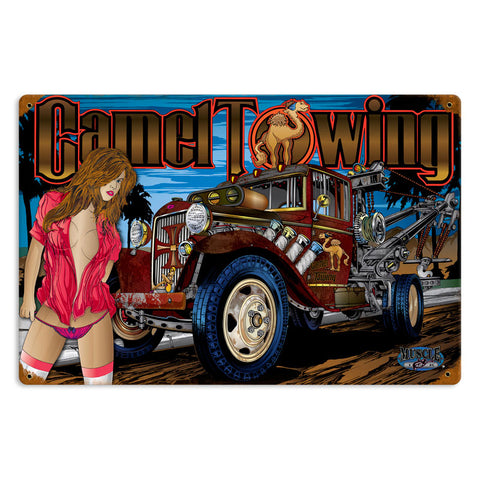 Camel Towing Vintage Sign Metal Sign