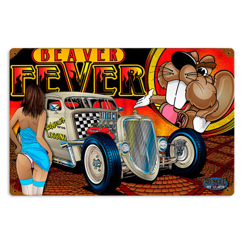 Rat-Rod-Beaver-Fever-Vintage-Sign-Metal-Sign