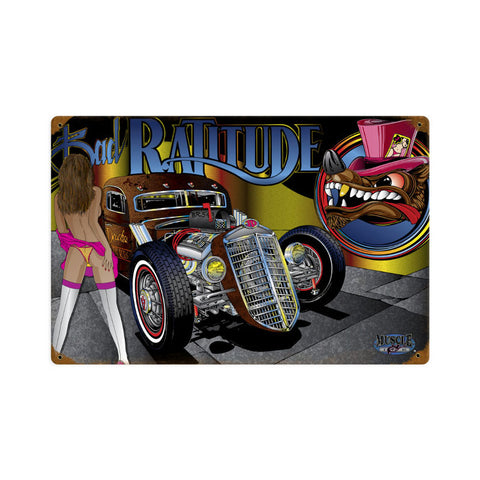 Rat Rod Ratitude Vintage Sign Metal Sign