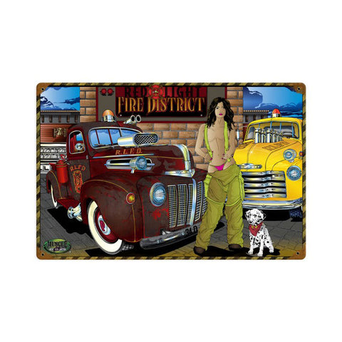 Red Light Fire District Vintage Sign Metal Sign