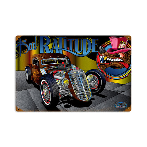 Rat Rod Ratitude Vintage Sign Metal Sign
