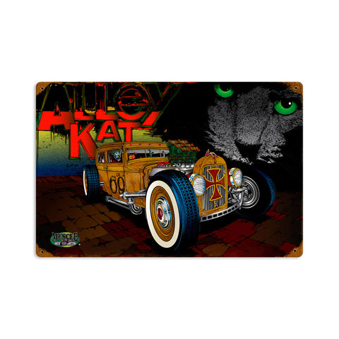 Rat Rod Alley Cat Vintage Sign Metal Sign