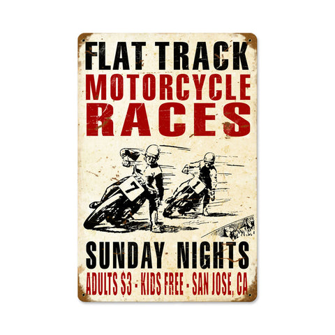 Motorcycle Races Vintage Sign Metal Sign