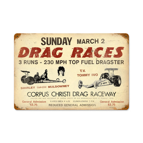 Drag Races Vintage Sign Metal Sign