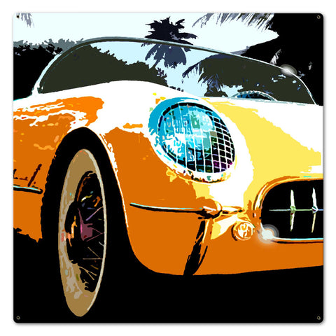 Corvette-Sq-Yellow-Vintage-Sign-Metal-Sign