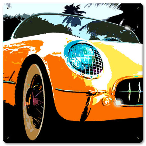 Corvette-Sq-Yellow-Vintage-Sign-Metal-Sign