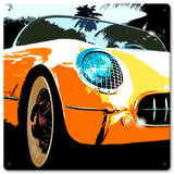 Corvette Sq Yellow Vintage Sign Metal Sign