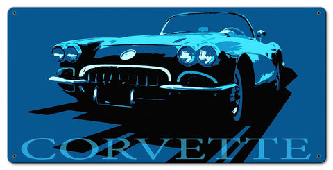 Corvette Blue Vintage Sign Metal Sign