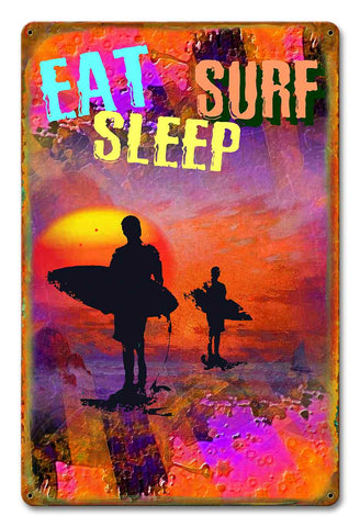 PH013   Eat Surf Sleep Metal Sign