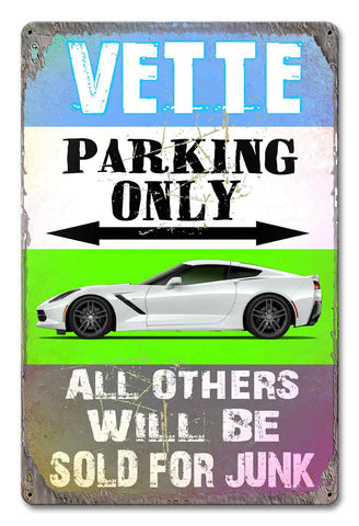 PH048   Vette Parking Metal Sign