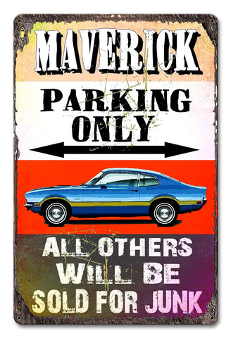 PH055   Maverick Parking Metal Sign