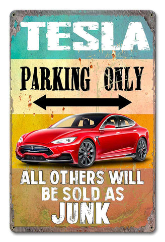 PH059 - Tesla Parking Metal Sign