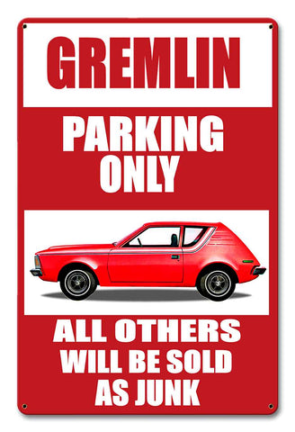 PH070   Gremlin Parking Metal Sign