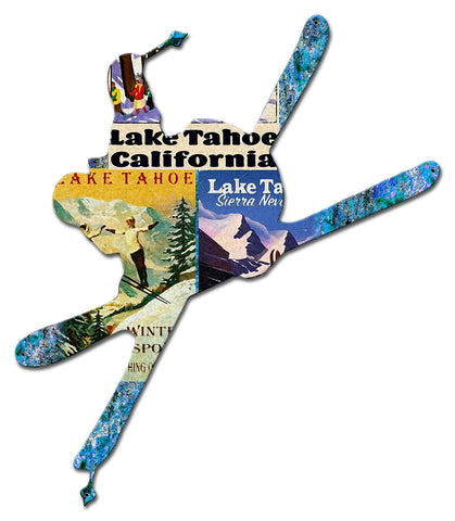 PH093   LAKE TAHOE SKI COLLAGE Metal Sign