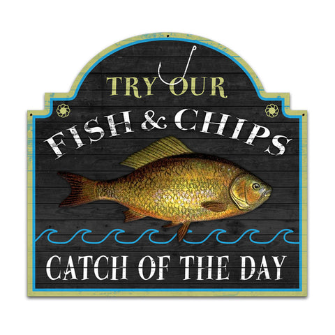 Fish And Chips Vintage Sign Metal Sign