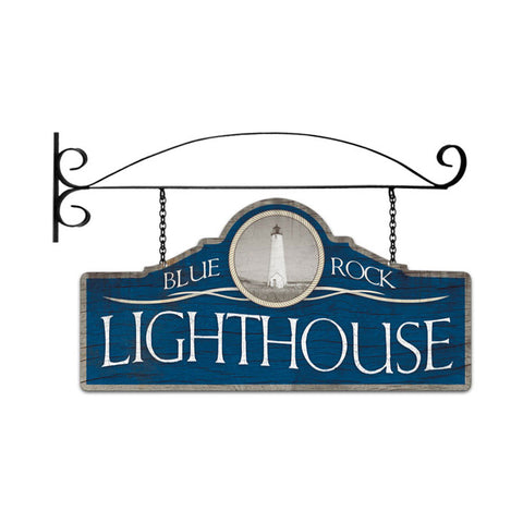 Blue Rock Light House Double Sided Custom Metal Shape With Wall Mount  Vintage Sign Metal Sign