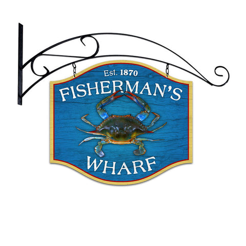 Fishermans-Wharf-Double-Sided-Custom-Metal-Shape-With-Wall-Mount-Vintage-Sign-Metal-Sign