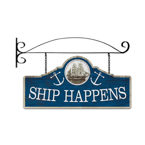 Ship Happens Double Sided Custom Metal Shape With Wall Mount Vintage Sign Metal Sign