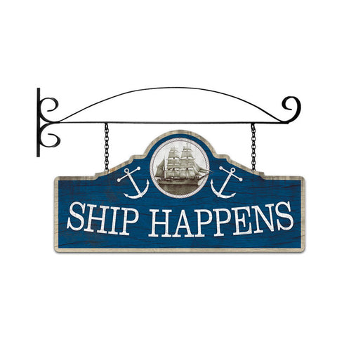 Ship Happens Double Sided Custom Metal Shape With Wall Mount Vintage Sign Metal Sign