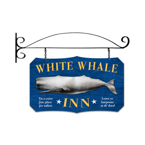 White Whale Inn Double Sided Custom Metal Shape With Wall Mount  Vintage Sign Metal Sign