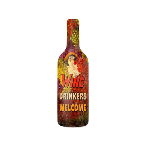 Wine Drinkers Welcome Vintage Sign Metal Sign