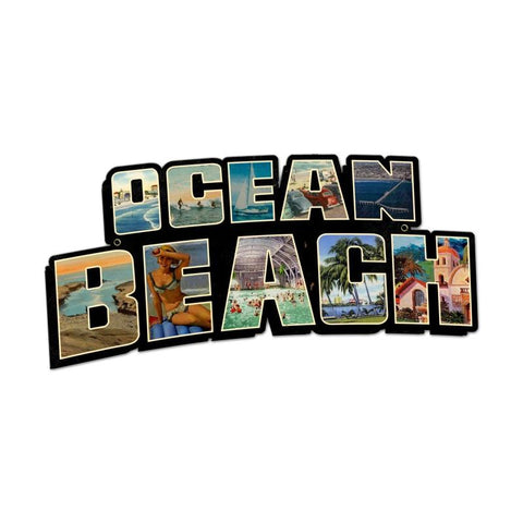 Ocean Beach Landmarks Vintage Sign Metal Sign