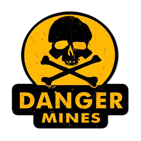 Danger Mines Vintage Sign Metal Sign